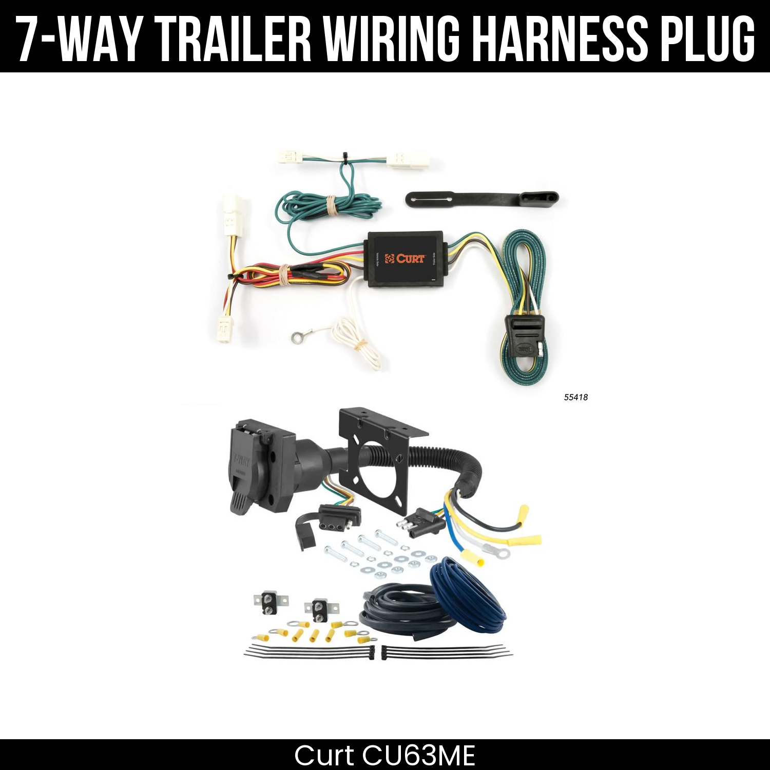 Trailer Wiring 7-Way Plug w/ Bracket
