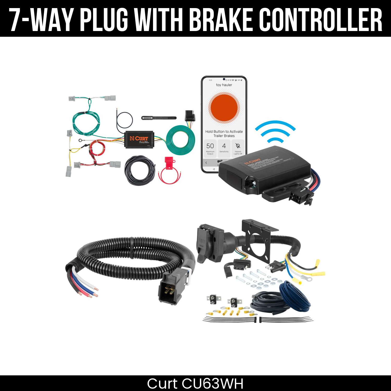 Trailer Wiring 7-Way Plug w/ Bracket , Echo Under-Dash Brake Control