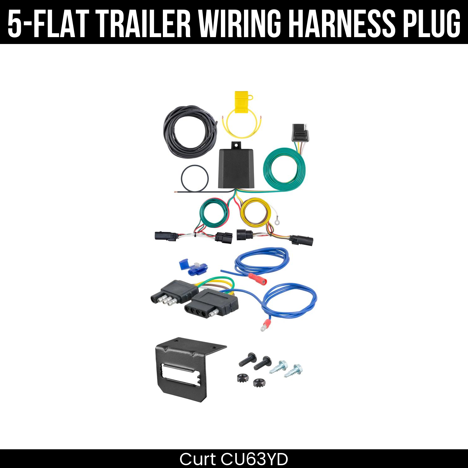 Trailer Wiring 5-Flat Plug w/ Bracket