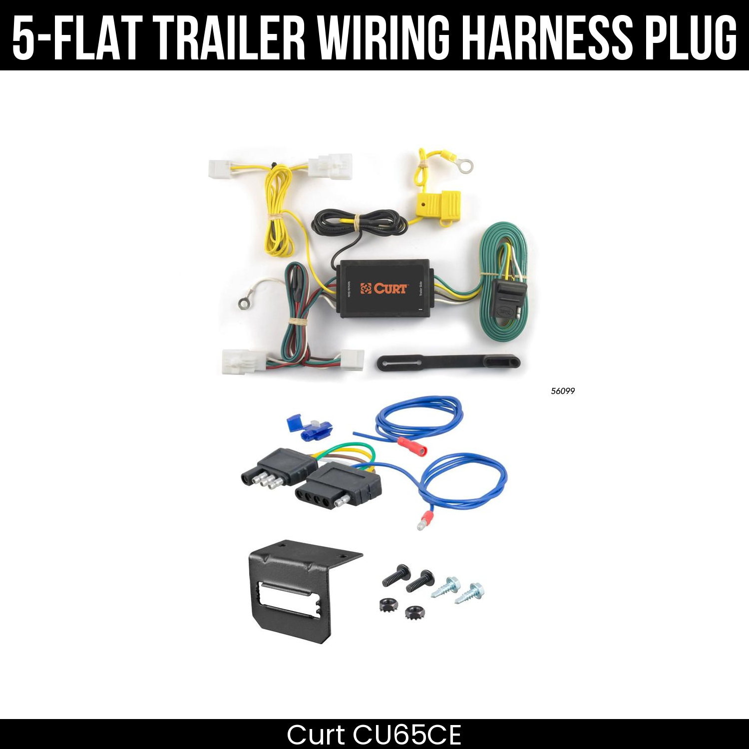 Trailer Wiring 5-Flat Plug w/ Bracket