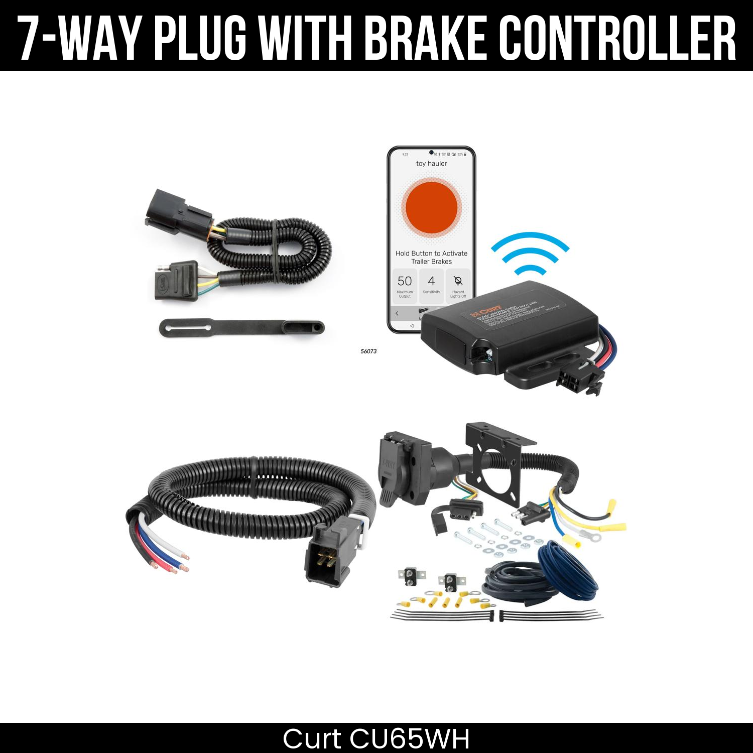 Trailer Wiring 7-Way Plug w/ Bracket , Echo Under-Dash Brake Control