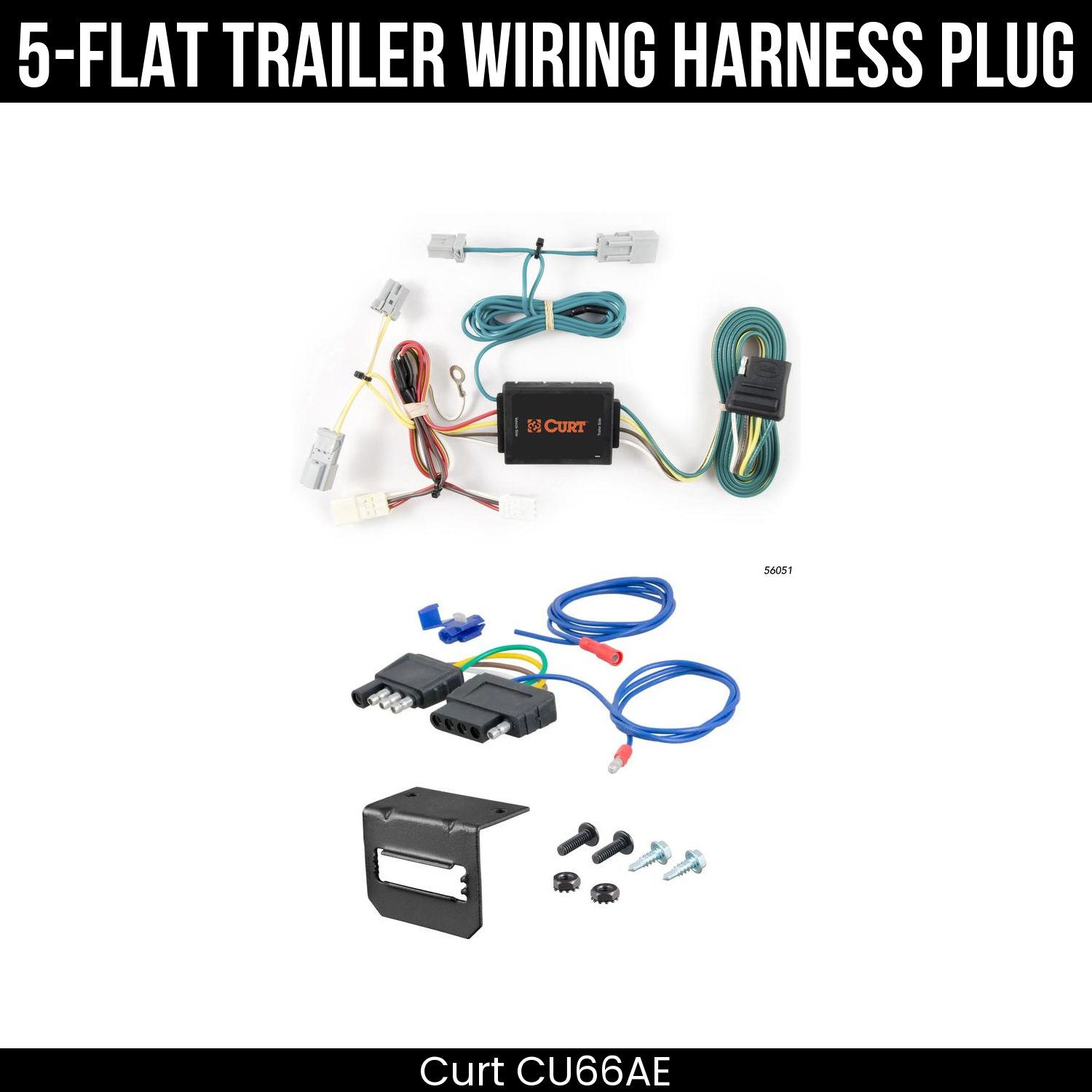 Trailer Wiring 5-Flat Plug w/ Bracket