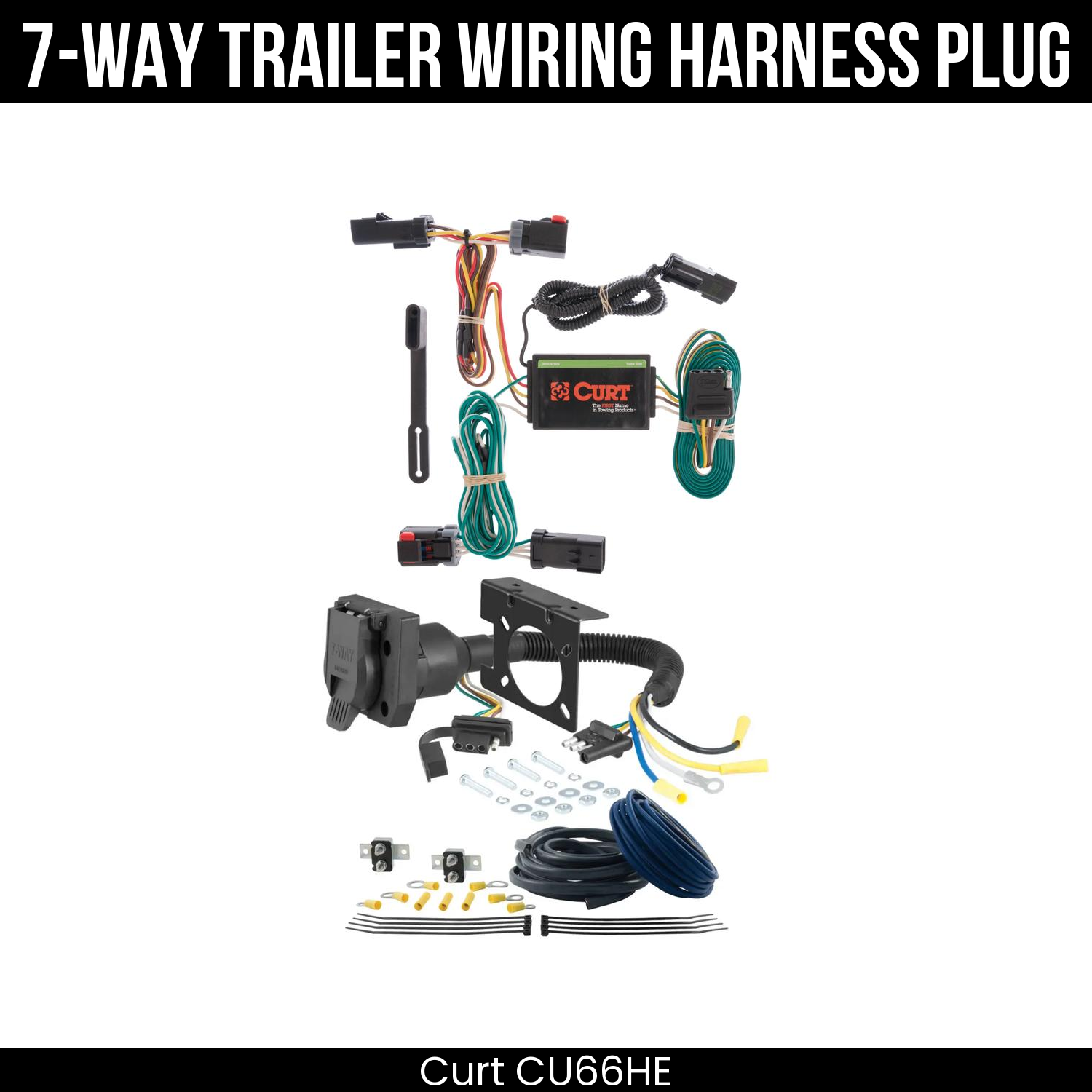 Trailer Wiring 7-Way Plug w/ Bracket