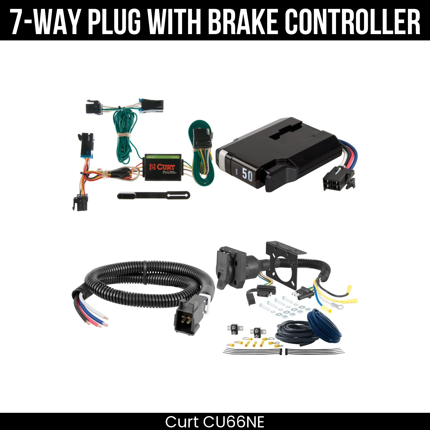 Trailer Wiring 7-Way Plug w/ Bracket , TriFlex NEXT Brake Control