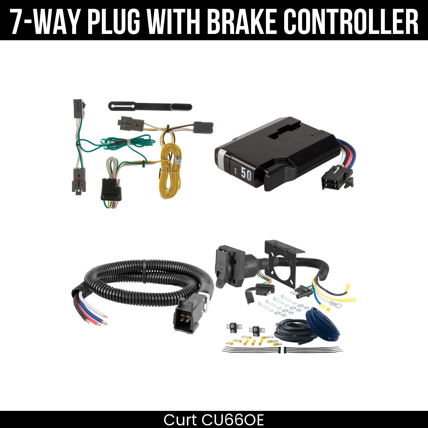 Trailer Wiring 7-Way Plug w/ Bracket , TriFlex NEXT Brake Control