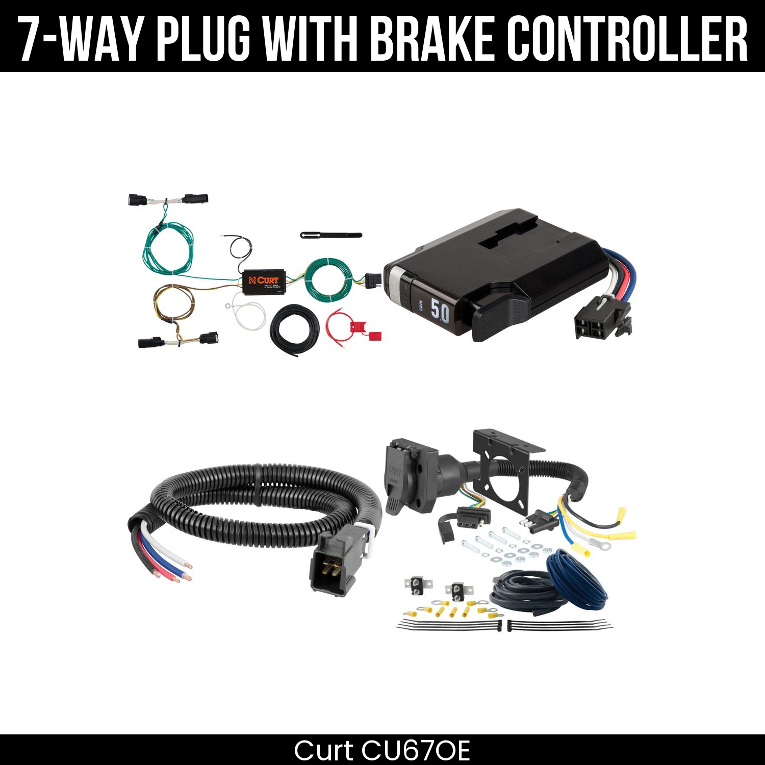 Trailer Wiring 7-Way Plug w/ Bracket , TriFlex NEXT Brake Control
