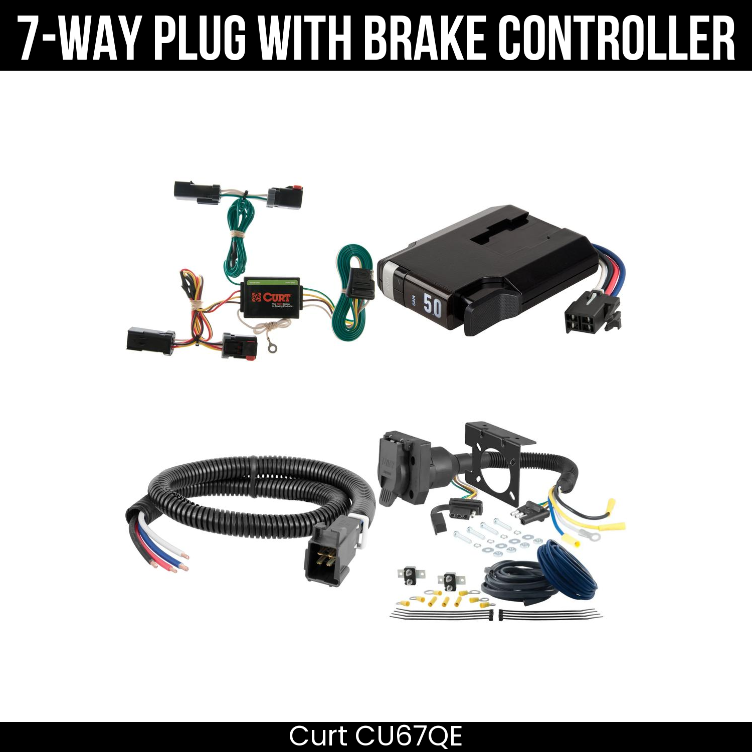 Trailer Wiring 7-Way Plug w/ Bracket , TriFlex NEXT Brake Control
