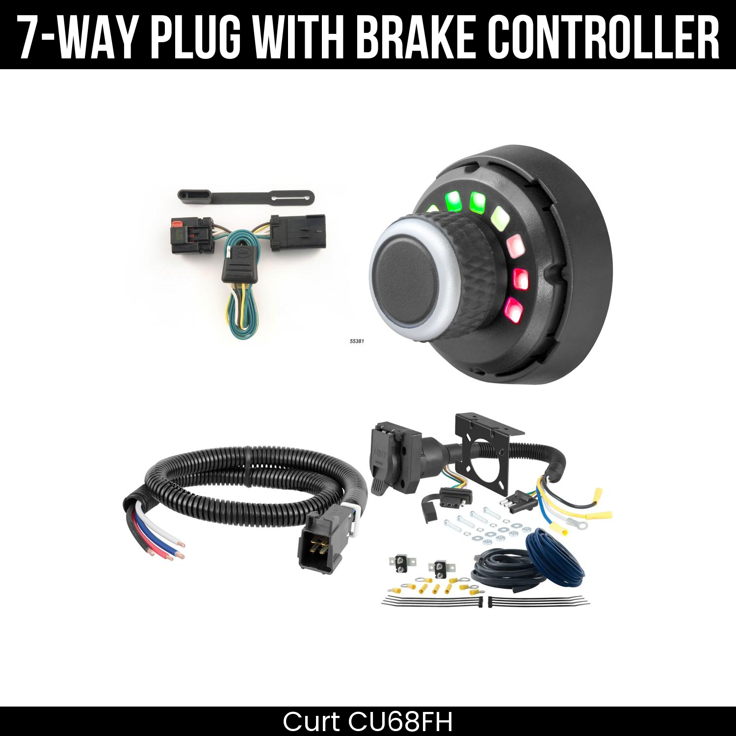Trailer Wiring 7-Way Plug w/ Bracket , Spectrum Brake Control