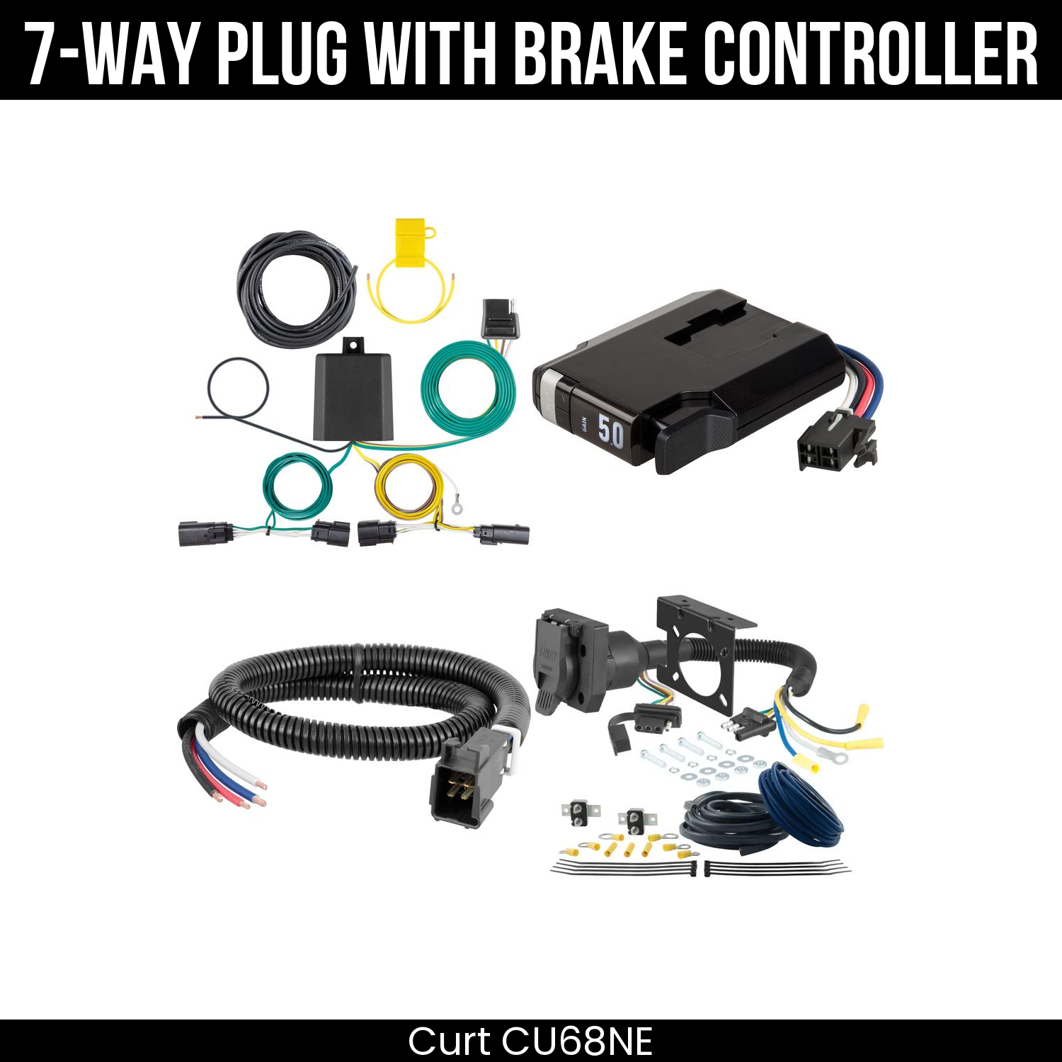 Trailer Wiring 7-Way Plug w/ Bracket , TriFlex NEXT Brake Control