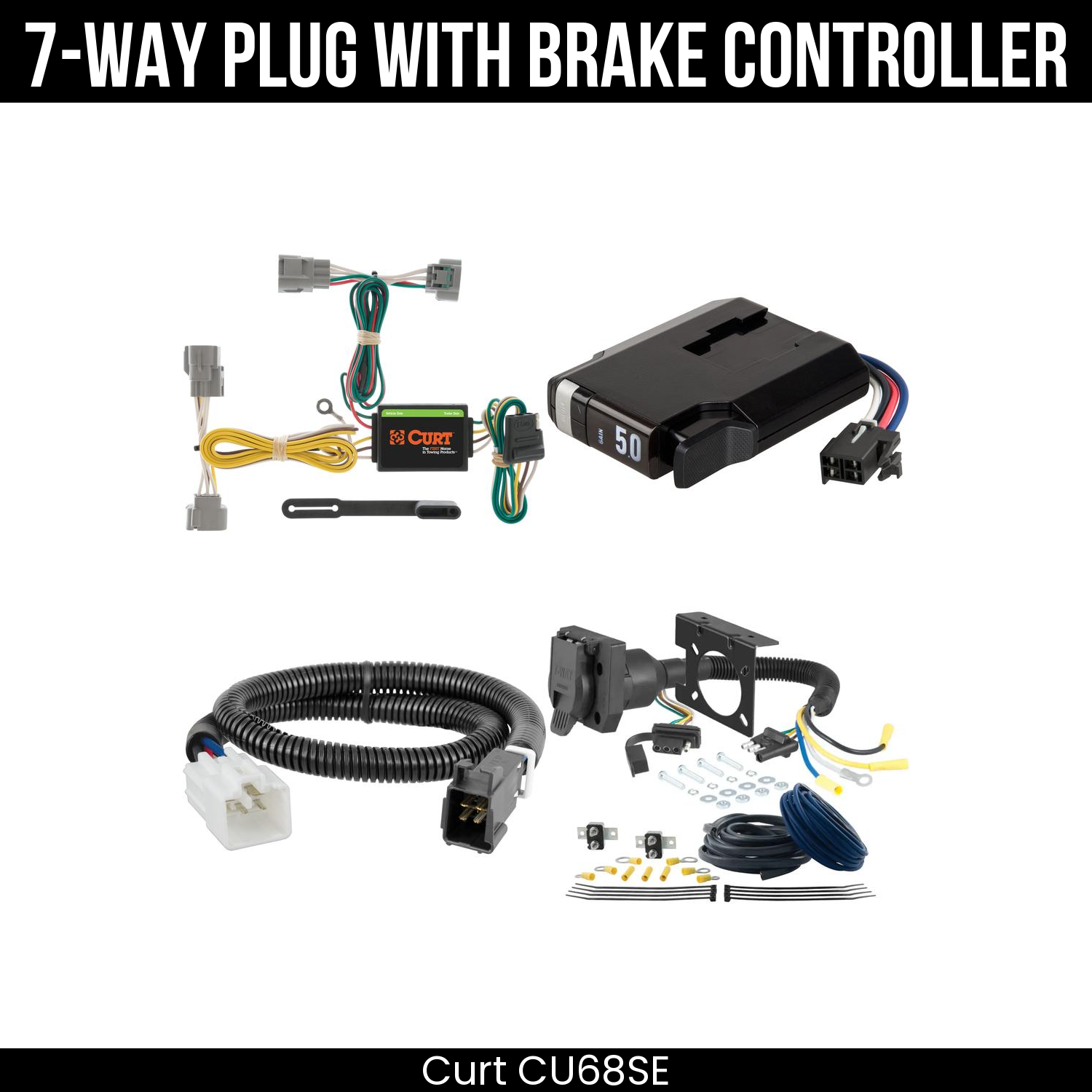 Trailer Wiring 7-Way Plug w/ Bracket , TriFlex NEXT Brake Control