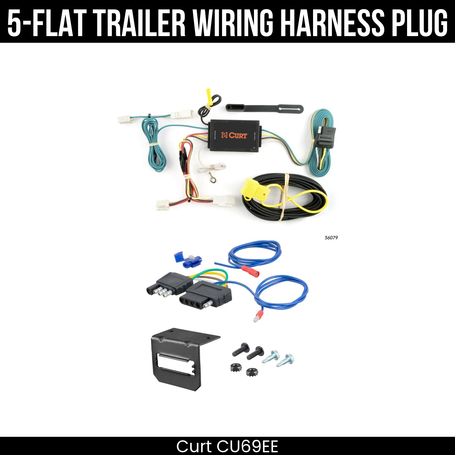 Trailer Wiring 5-Flat Plug w/ Bracket