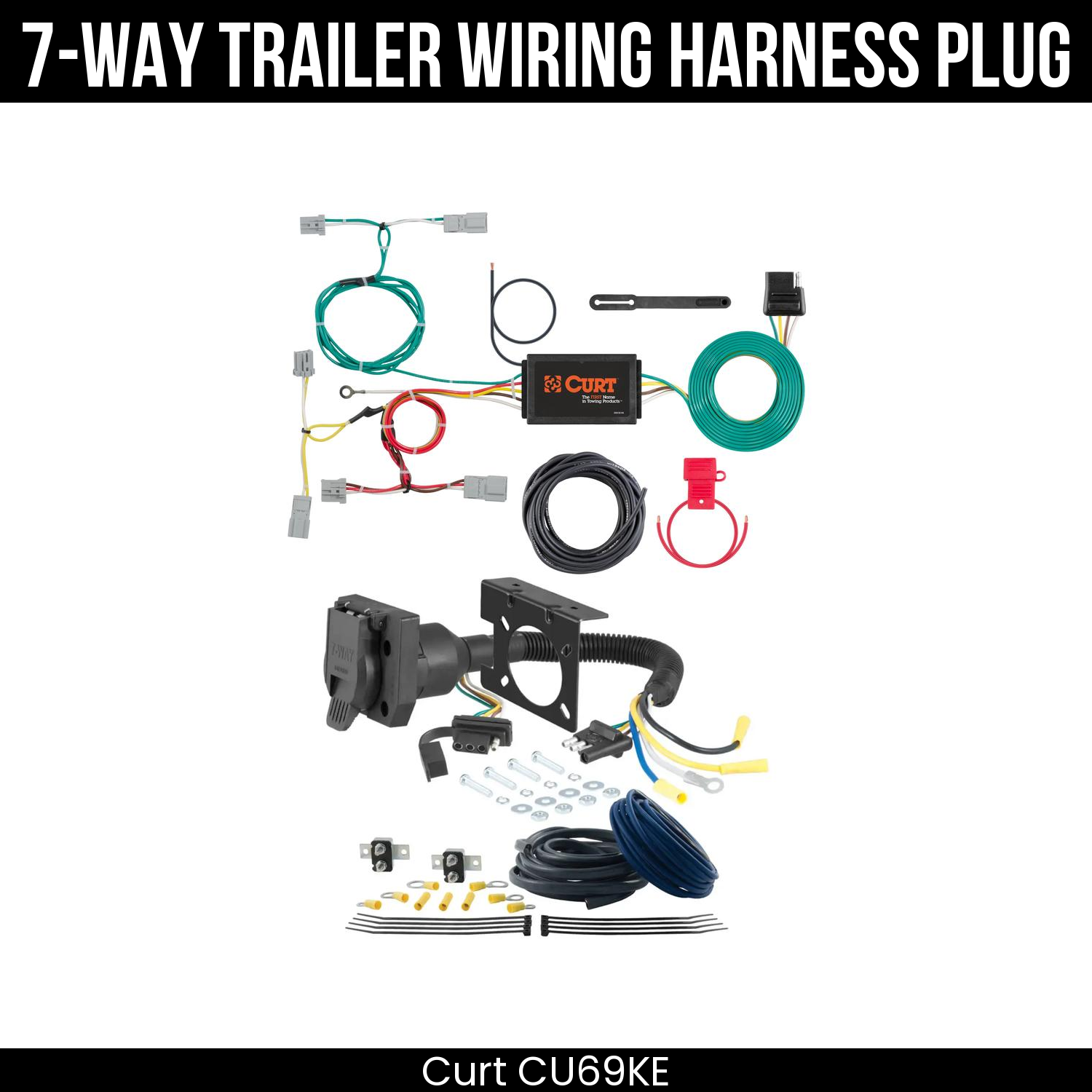 Trailer Wiring 7-Way Plug w/ Bracket