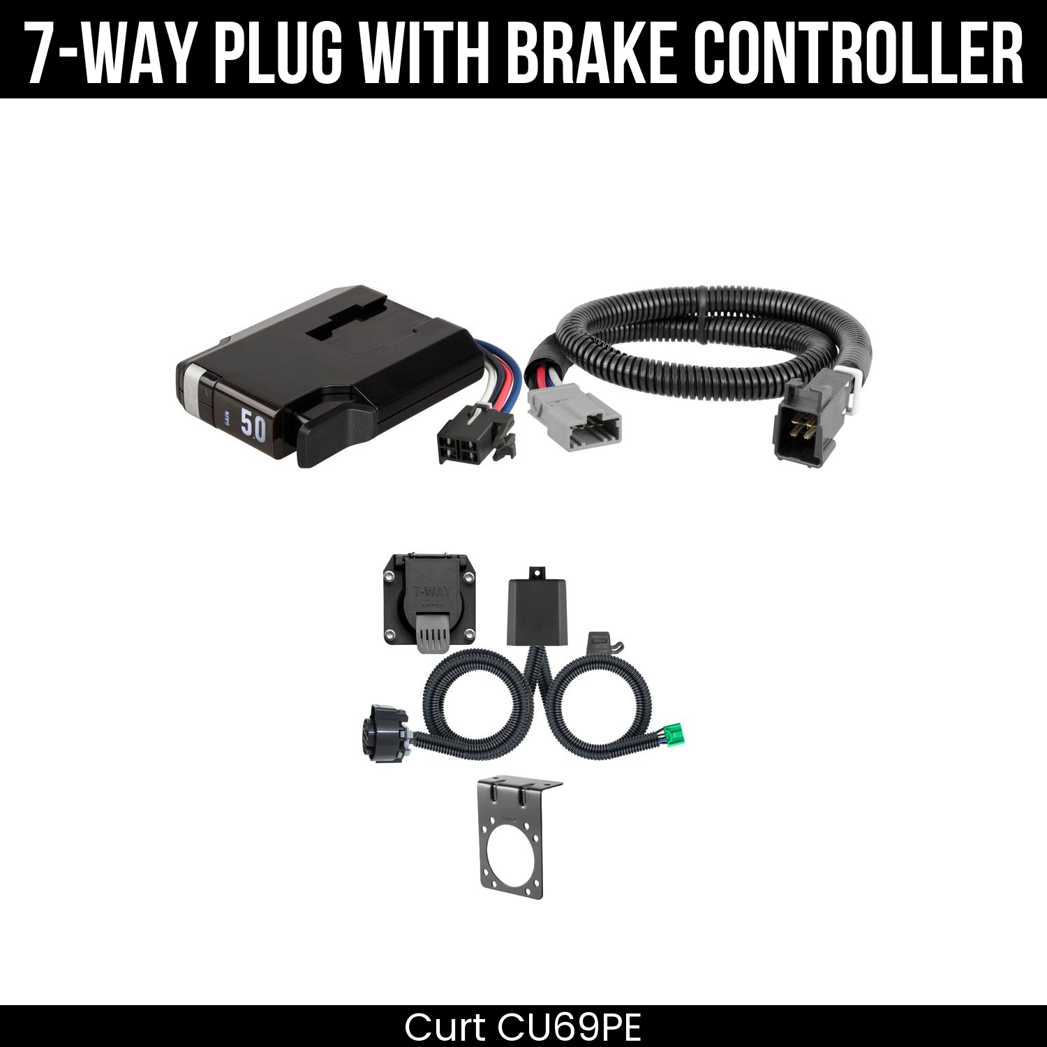 Trailer Wiring 7-Way Plug w/ Bracket , TriFlex NEXT Brake Control