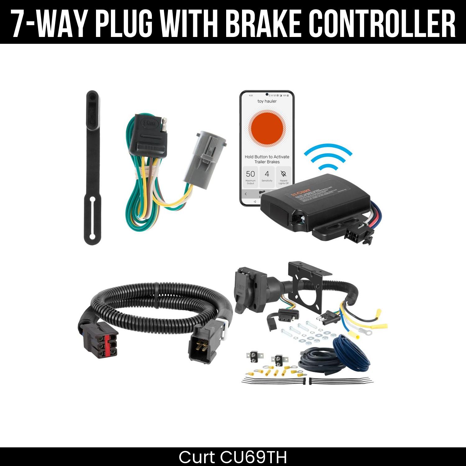 Trailer Wiring 7-Way Plug w/ Bracket , Echo Under-Dash Brake Control