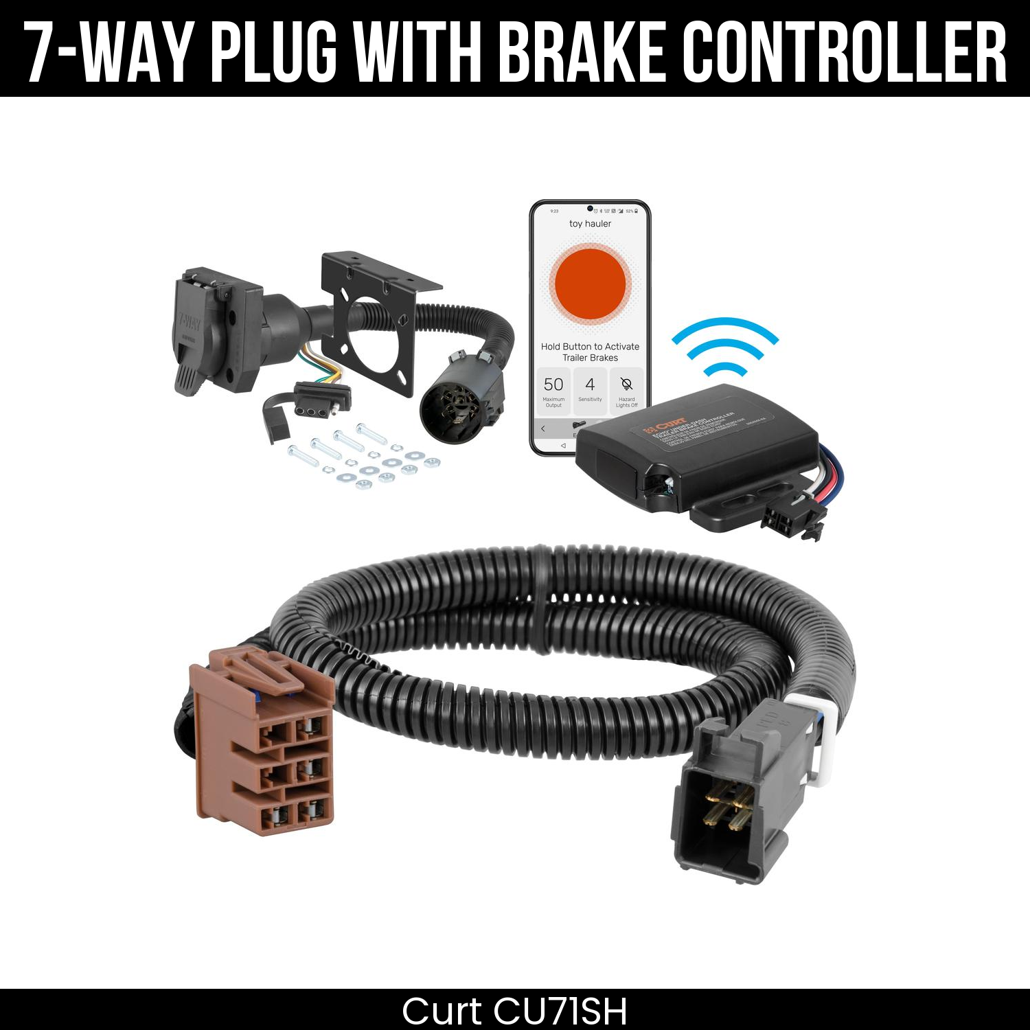 Trailer Wiring 7-Way Plug w/ Bracket , Echo Under-Dash Brake Control