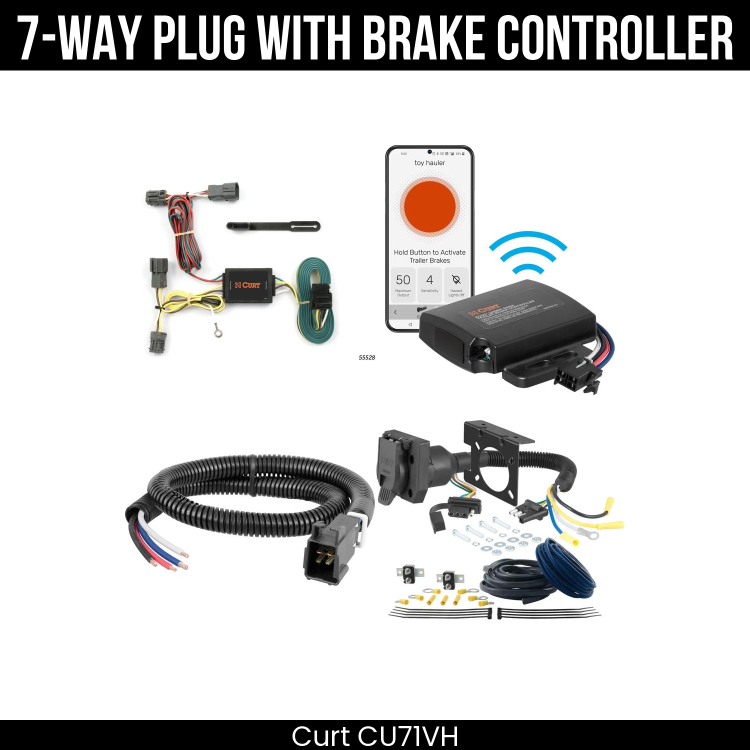 Trailer Wiring 7-Way Plug w/ Bracket , Echo Under-Dash Brake Control
