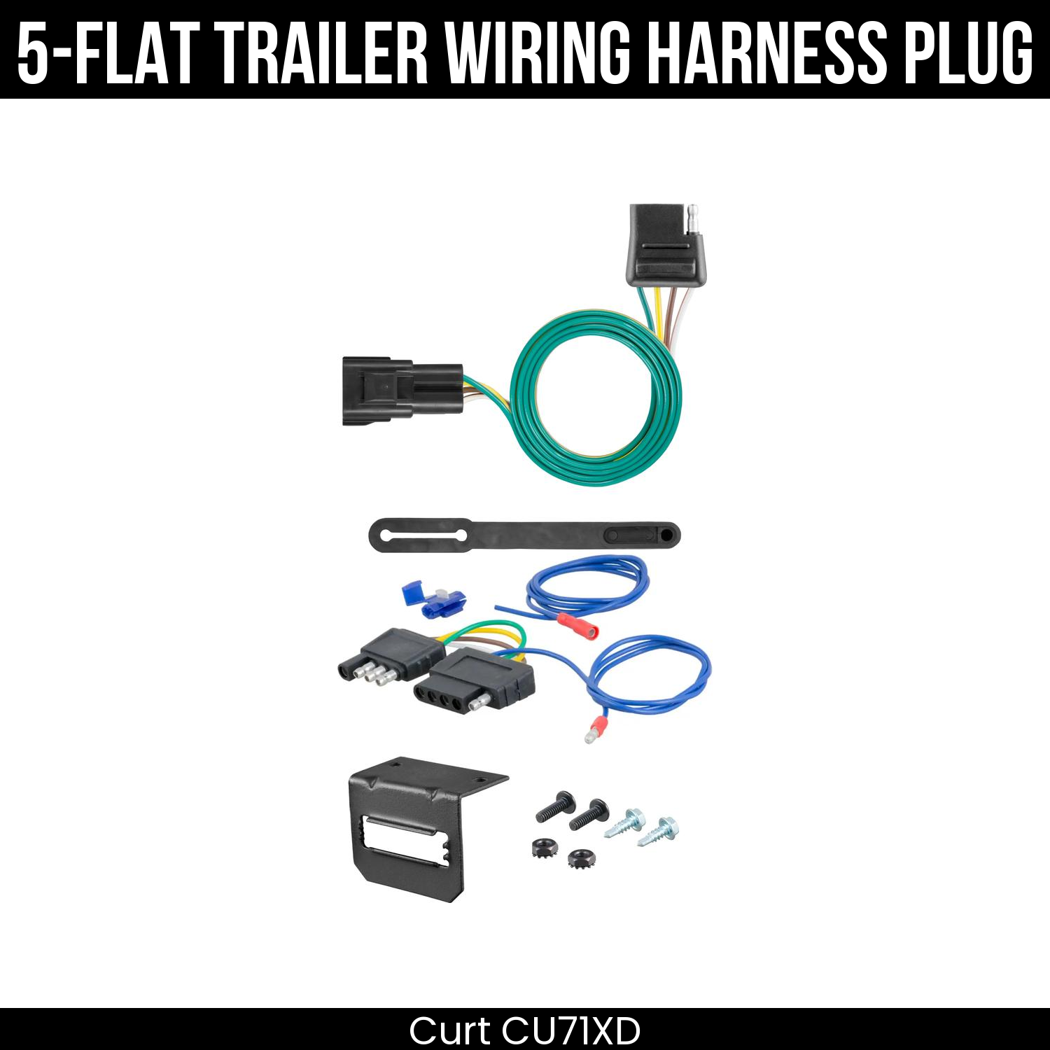 Trailer Wiring 5-Flat Plug w/ Bracket