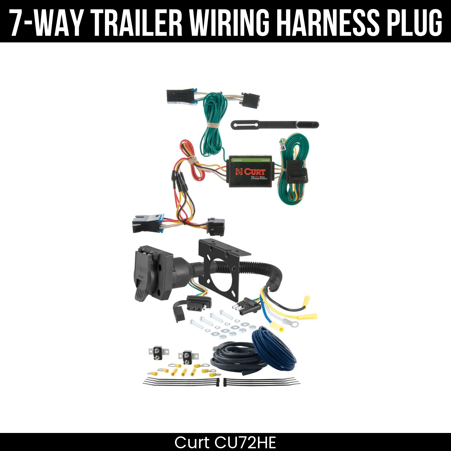 Trailer Wiring 7-Way Plug w/ Bracket
