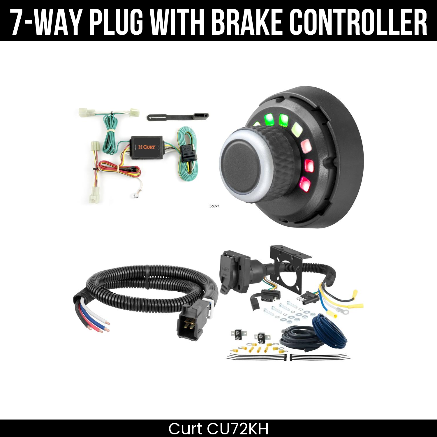 Trailer Wiring 7-Way Plug w/ Bracket , Spectrum Brake Control
