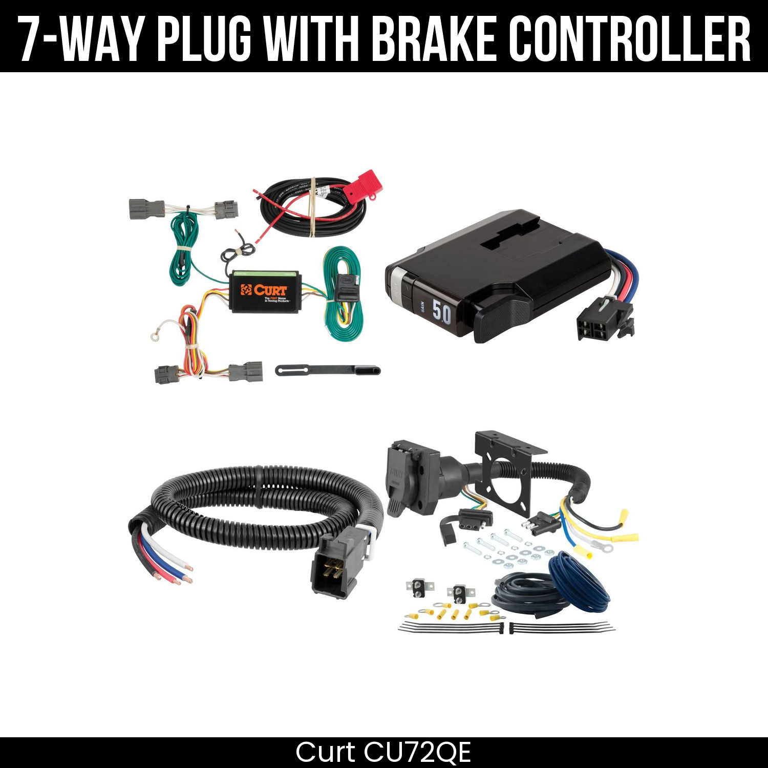 Trailer Wiring 7-Way Plug w/ Bracket , TriFlex NEXT Brake Control
