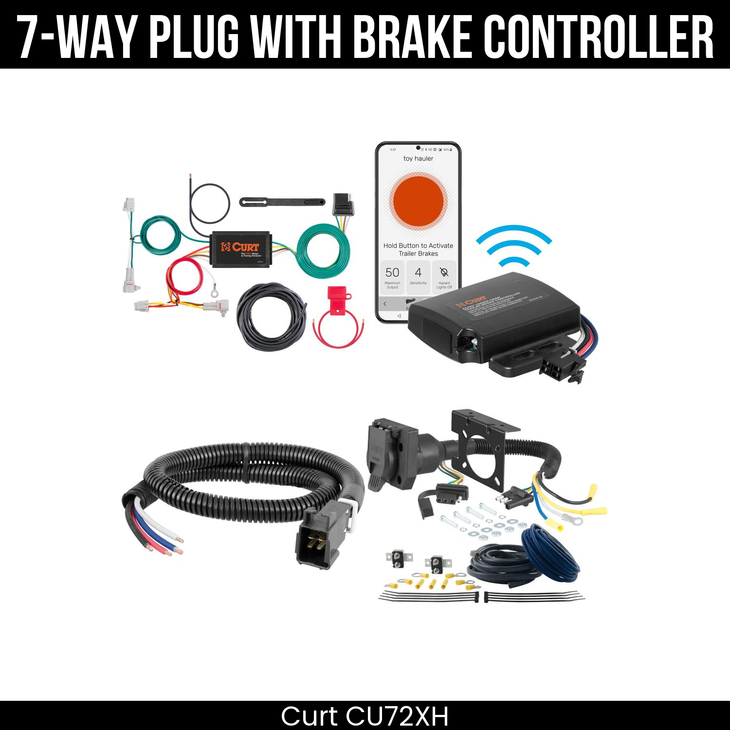 Trailer Wiring 7-Way Plug w/ Bracket , Echo Under-Dash Brake Control