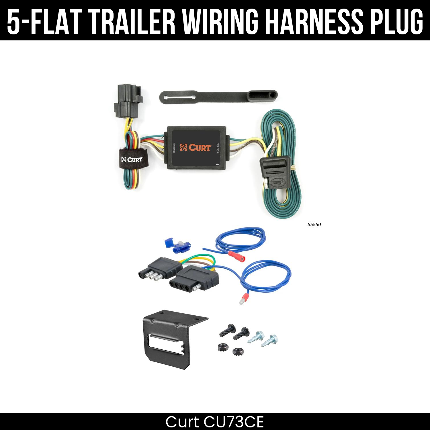 Trailer Wiring 5-Flat Plug w/ Bracket
