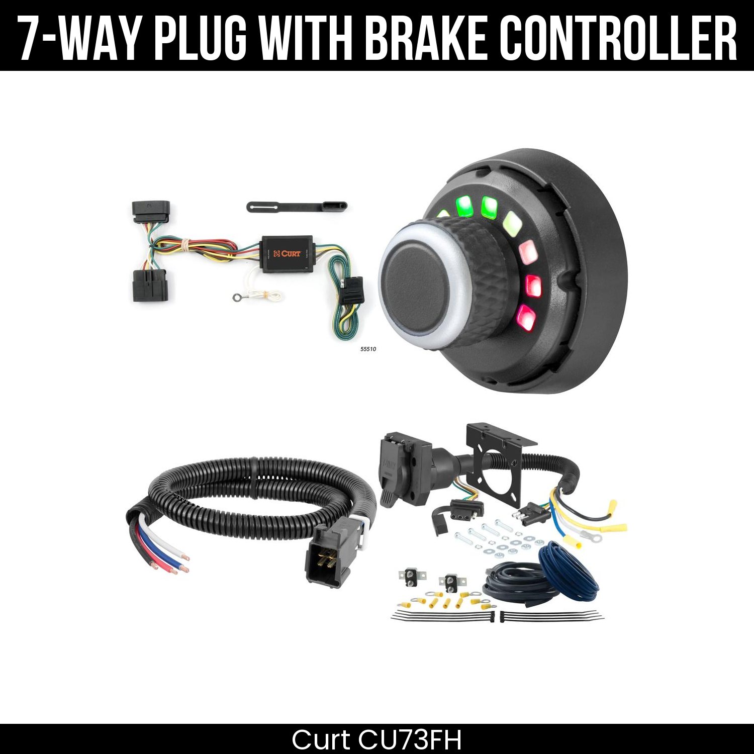 Trailer Wiring 7-Way Plug w/ Bracket , Spectrum Brake Control