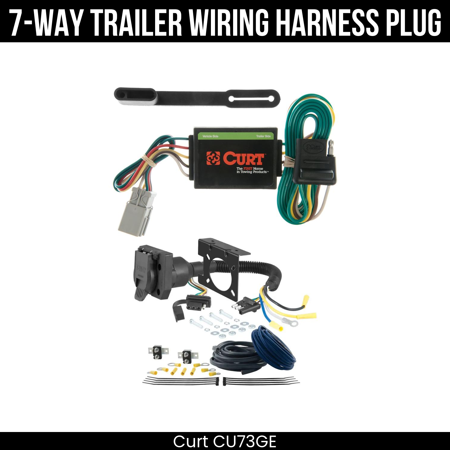 Trailer Wiring 7-Way Plug w/ Bracket