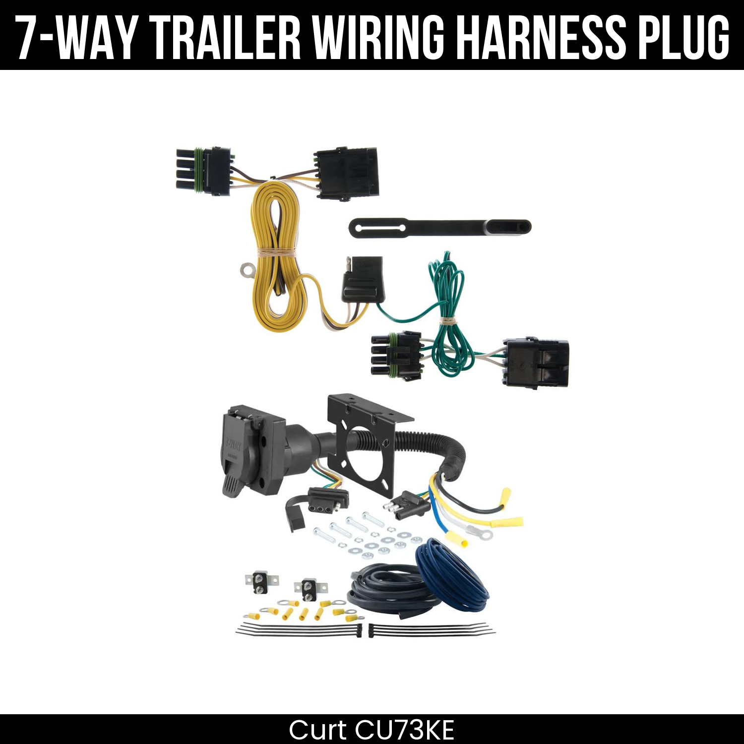 Trailer Wiring 7-Way Plug w/ Bracket