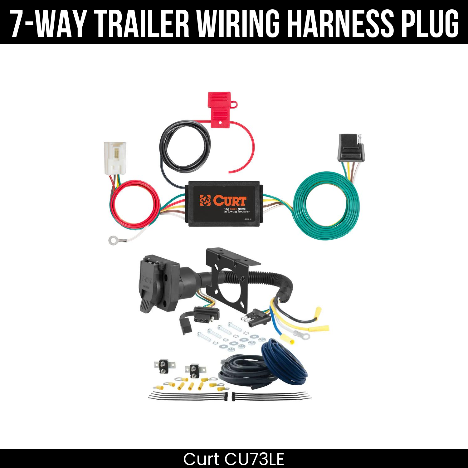 Trailer Wiring 7-Way Plug w/ Bracket