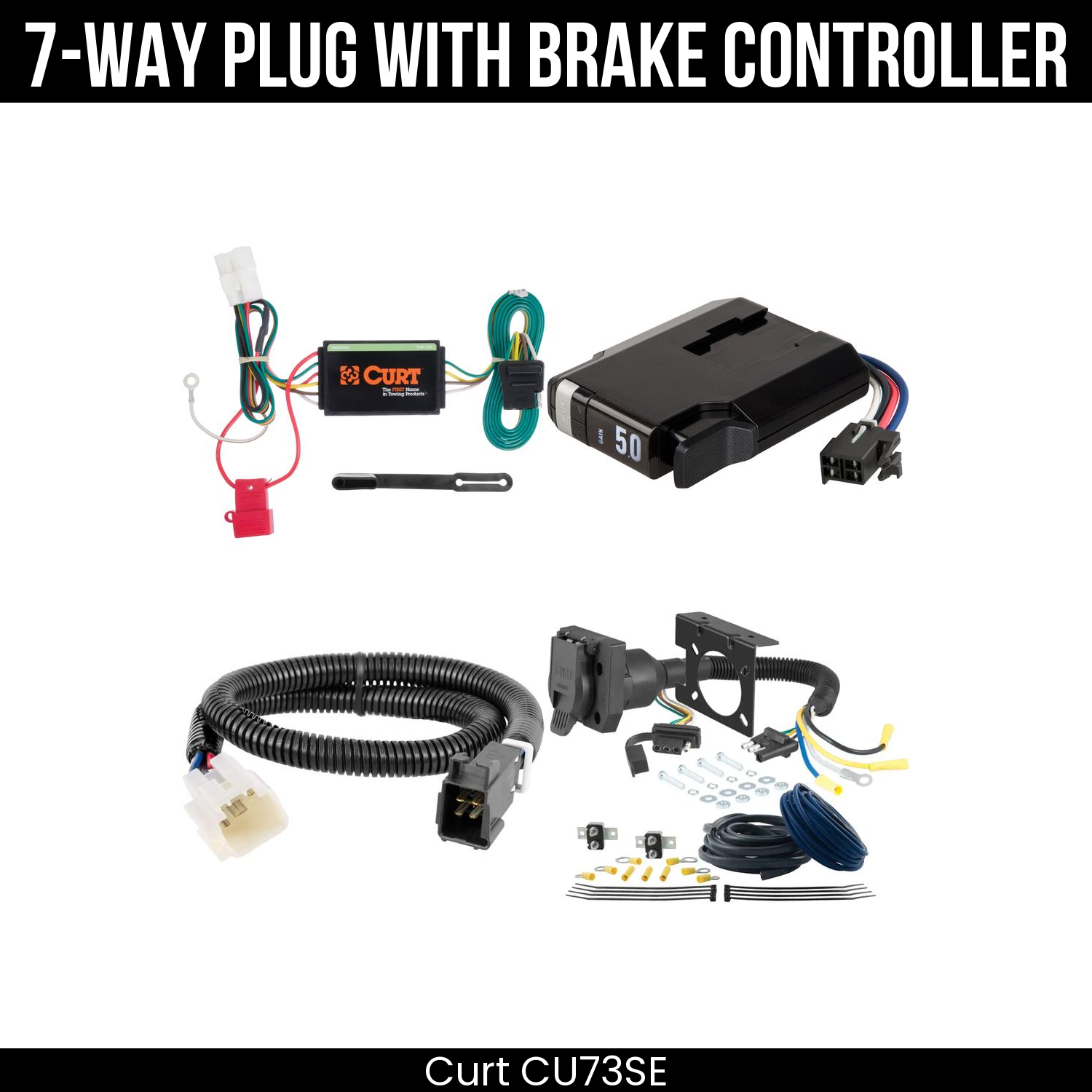 Trailer Wiring 7-Way Plug w/ Bracket , TriFlex NEXT Brake Control