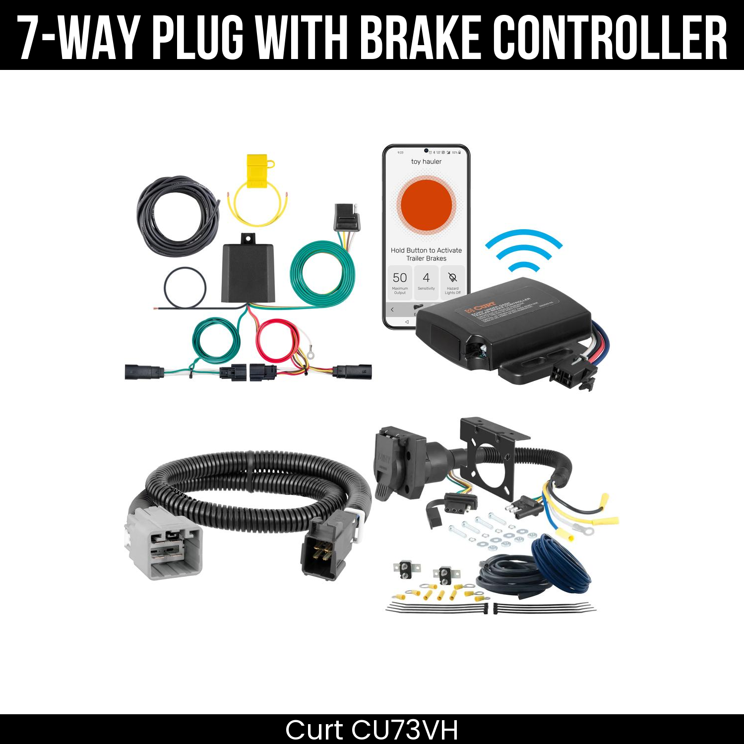 Trailer Wiring 7-Way Plug w/ Bracket , Echo Under-Dash Brake Control