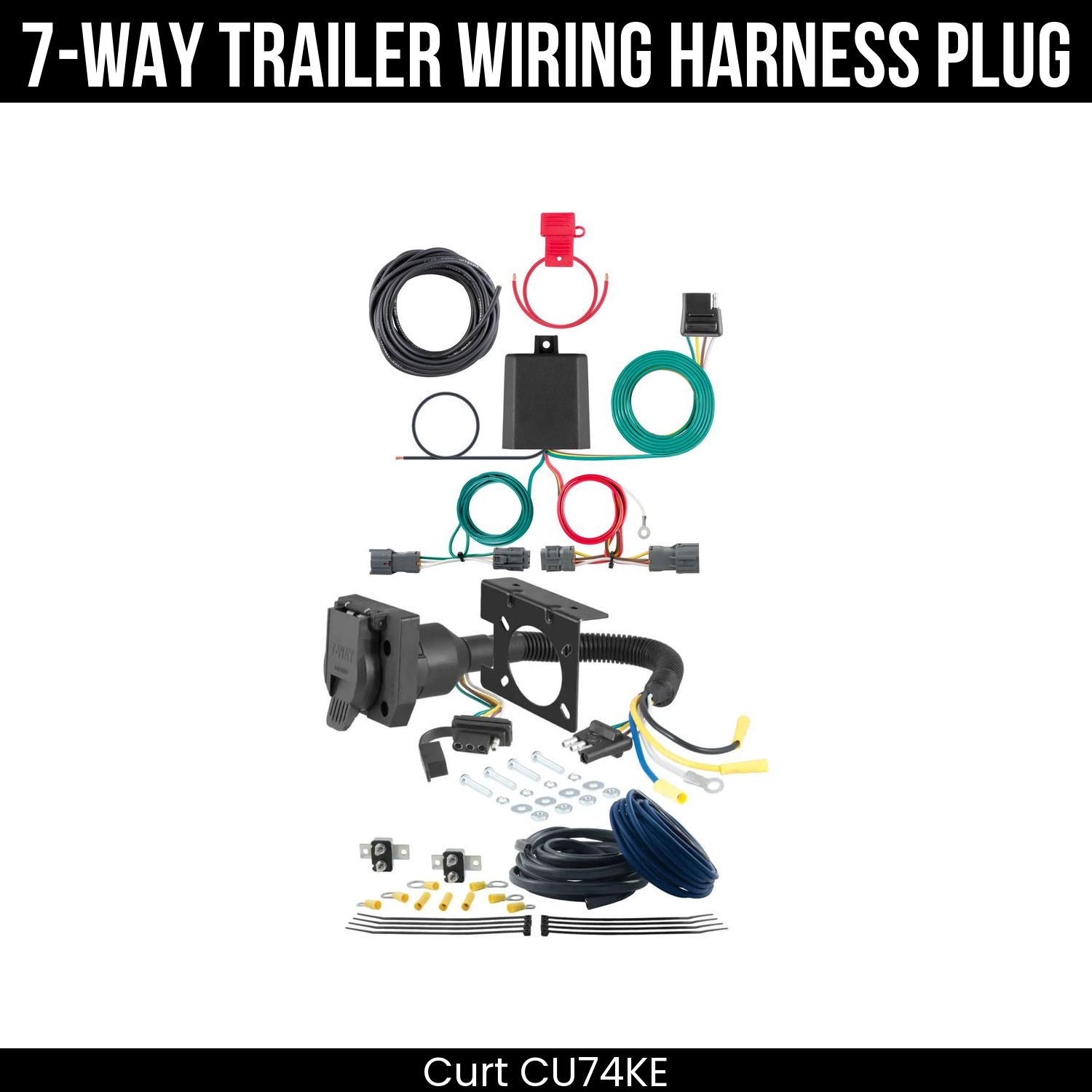 Trailer Wiring 7-Way Plug w/ Bracket