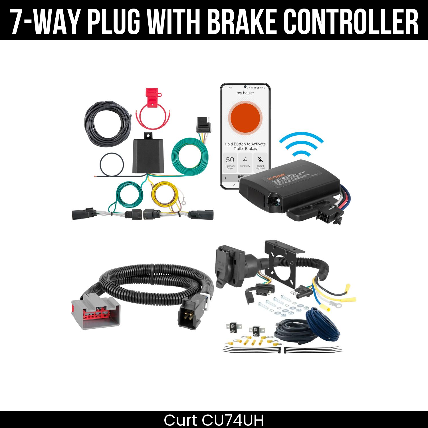 Trailer Wiring 7-Way Plug w/ Bracket , Echo Under-Dash Brake Control