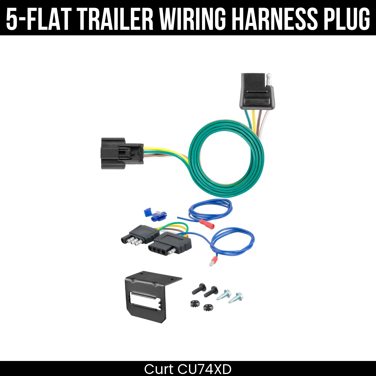 Trailer Wiring 5-Flat Plug w/ Bracket