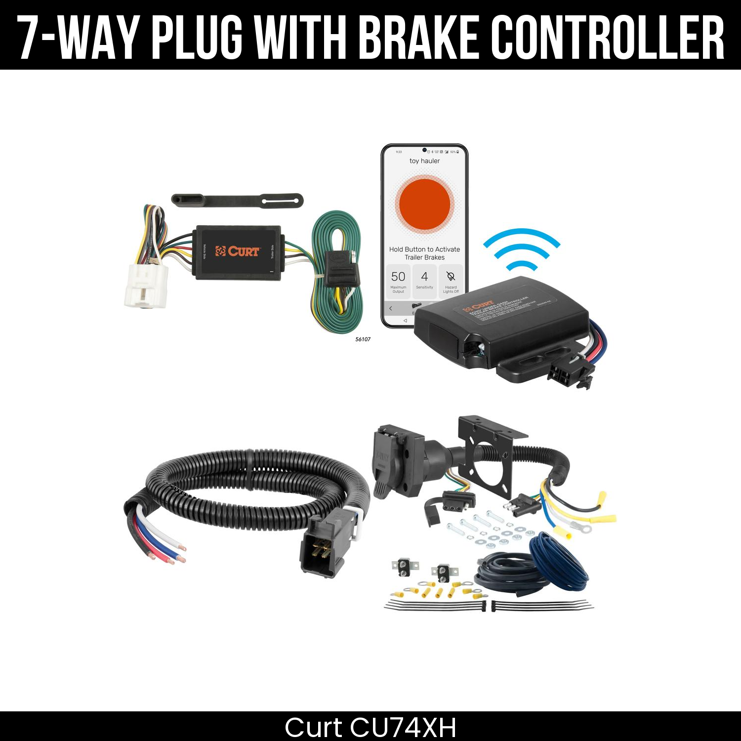 Trailer Wiring 7-Way Plug w/ Bracket , Echo Under-Dash Brake Control