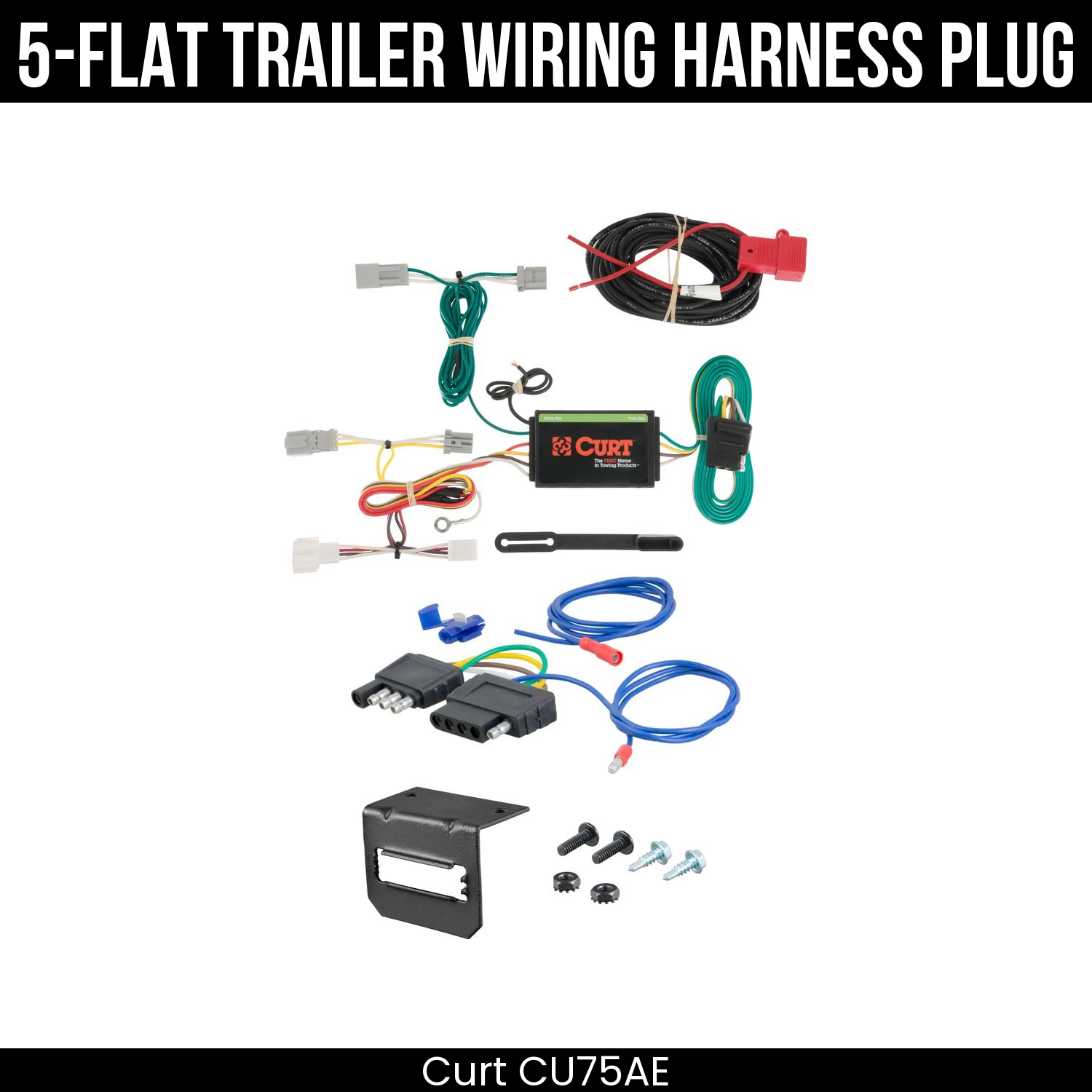 Trailer Wiring 5-Flat Plug w/ Bracket