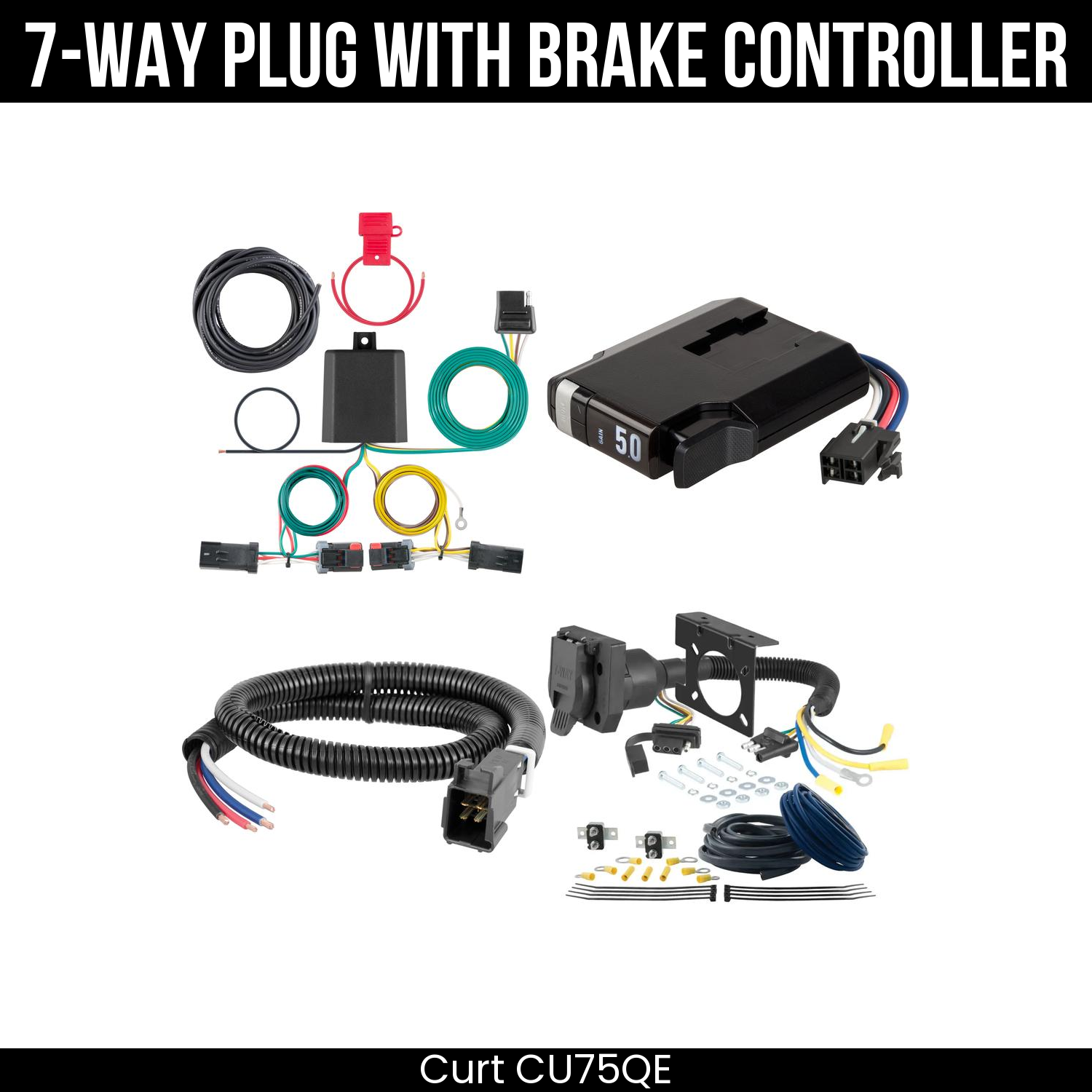 Trailer Wiring 7-Way Plug w/ Bracket , TriFlex NEXT Brake Control