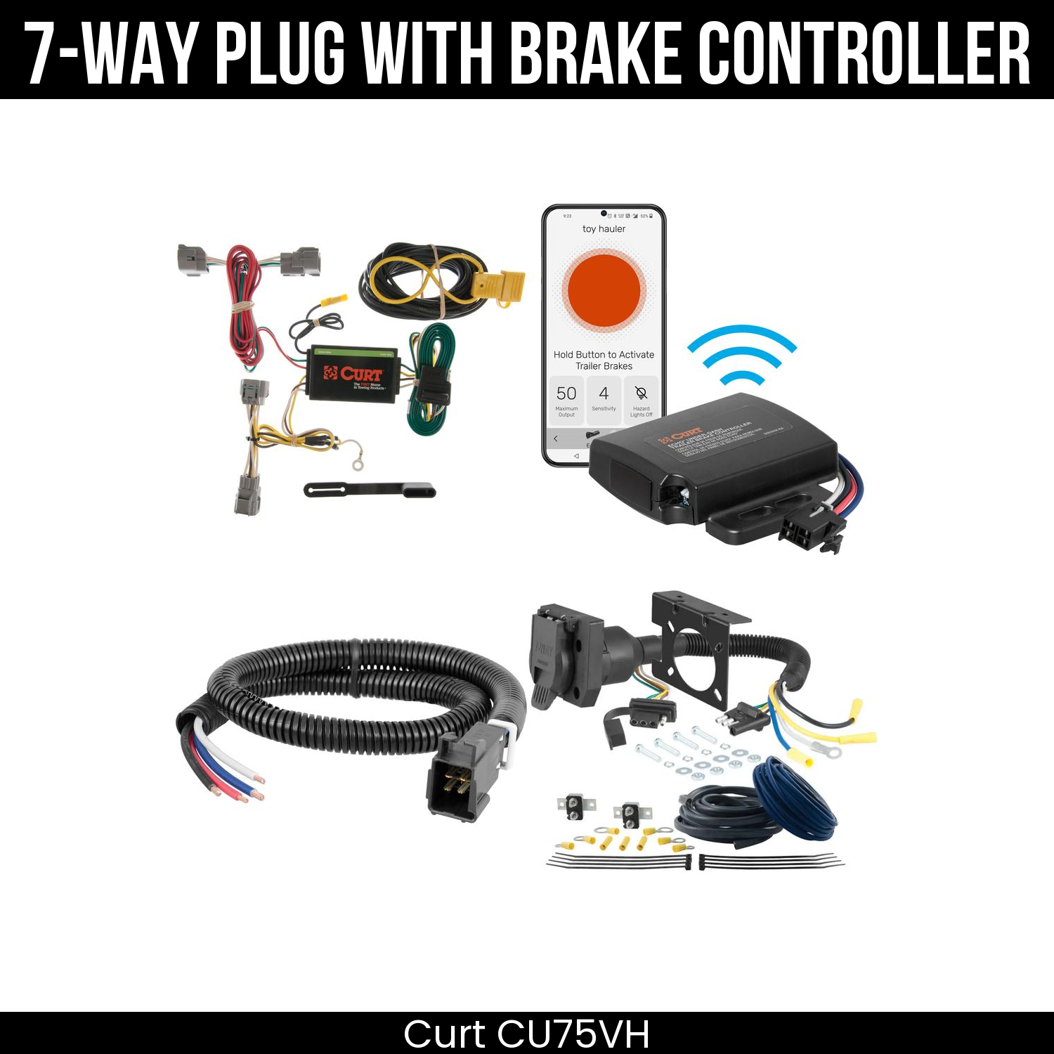Trailer Wiring 7-Way Plug w/ Bracket , Echo Under-Dash Brake Control