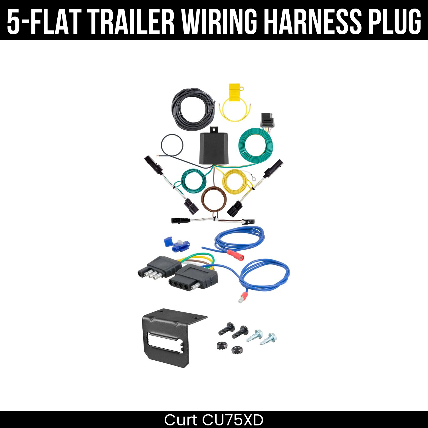 Trailer Wiring 5-Flat Plug w/ Bracket