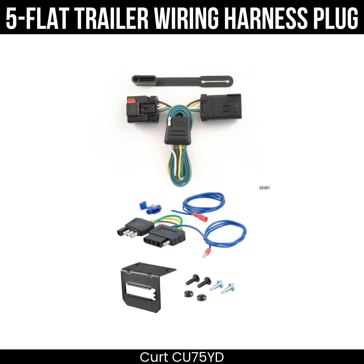 Trailer Wiring 5-Flat Plug w/ Bracket