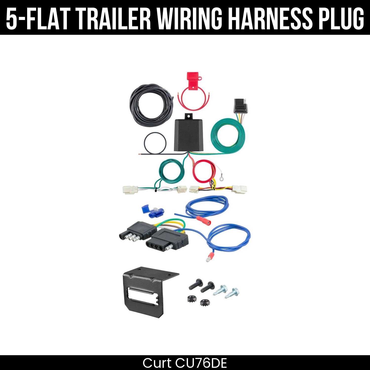 Trailer Wiring 5-Flat Plug w/ Bracket