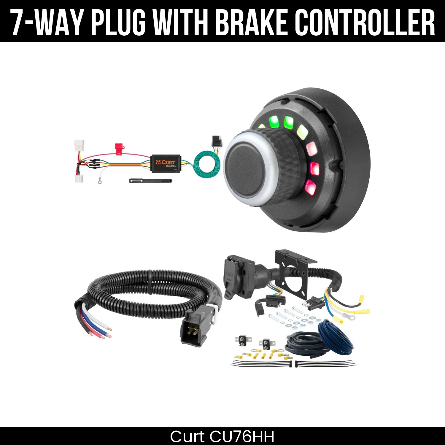 Trailer Wiring 7-Way Plug w/ Bracket , Spectrum Brake Control