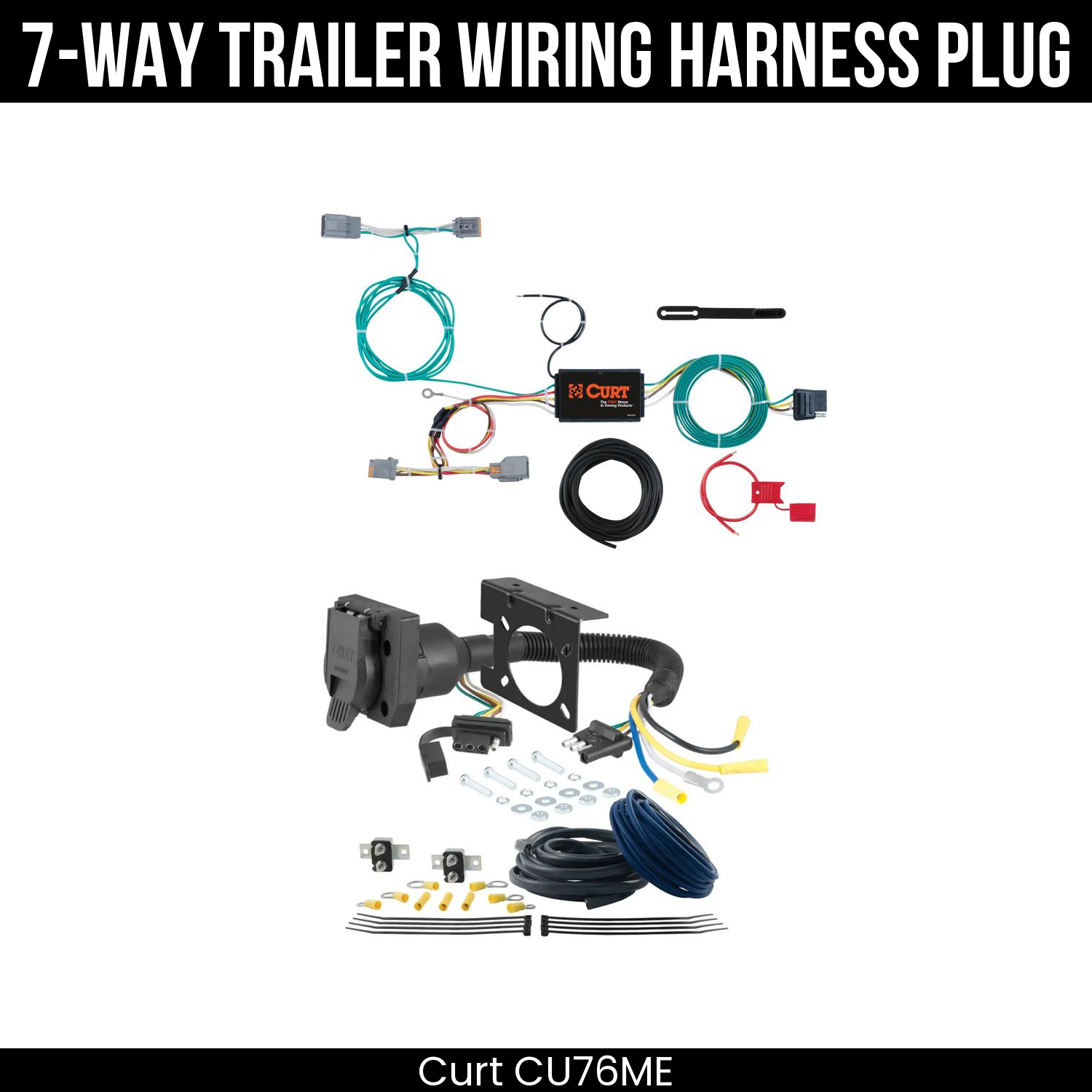 Trailer Wiring 7-Way Plug w/ Bracket