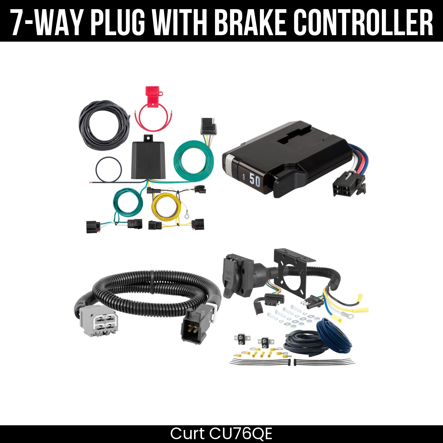 Trailer Wiring 7-Way Plug w/ Bracket , TriFlex NEXT Brake Control