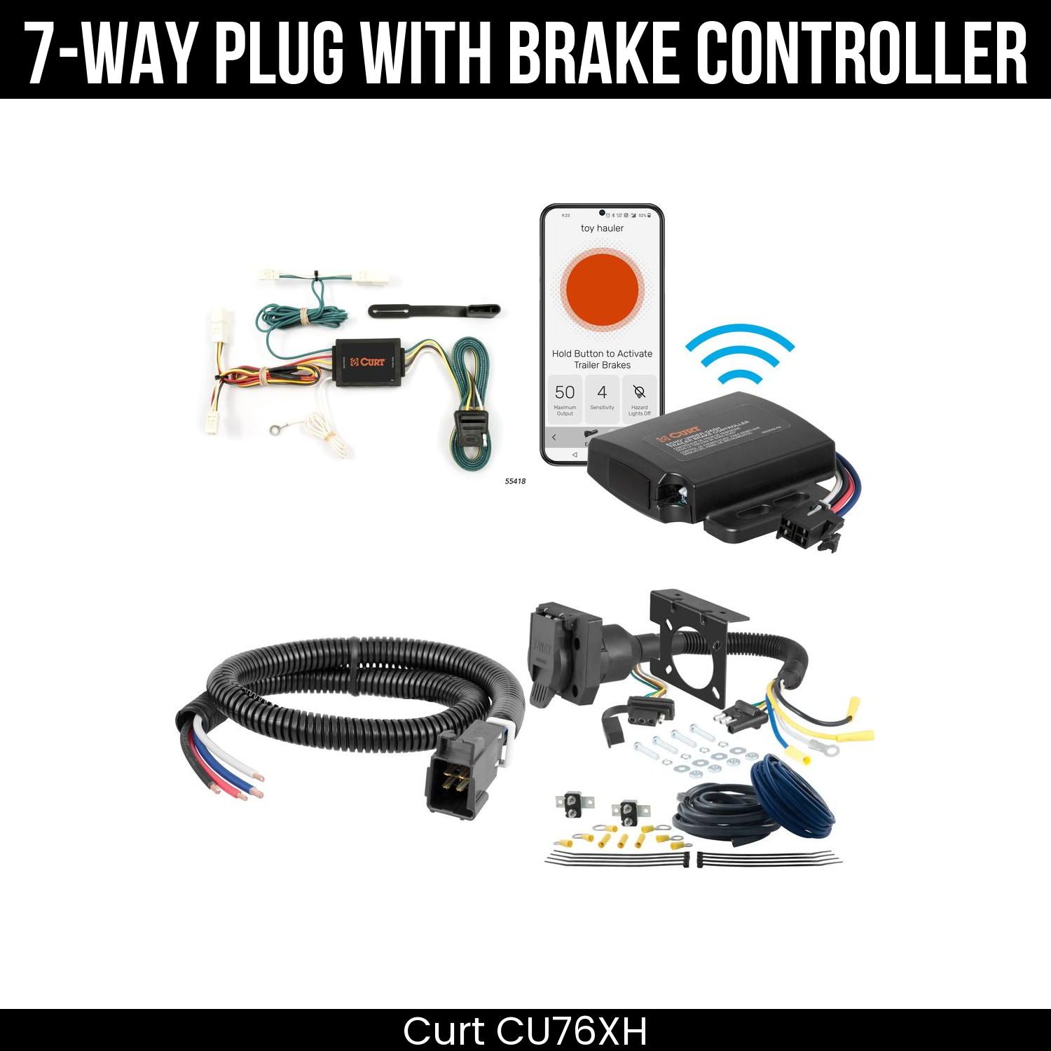 Trailer Wiring 7-Way Plug w/ Bracket , Echo Under-Dash Brake Control
