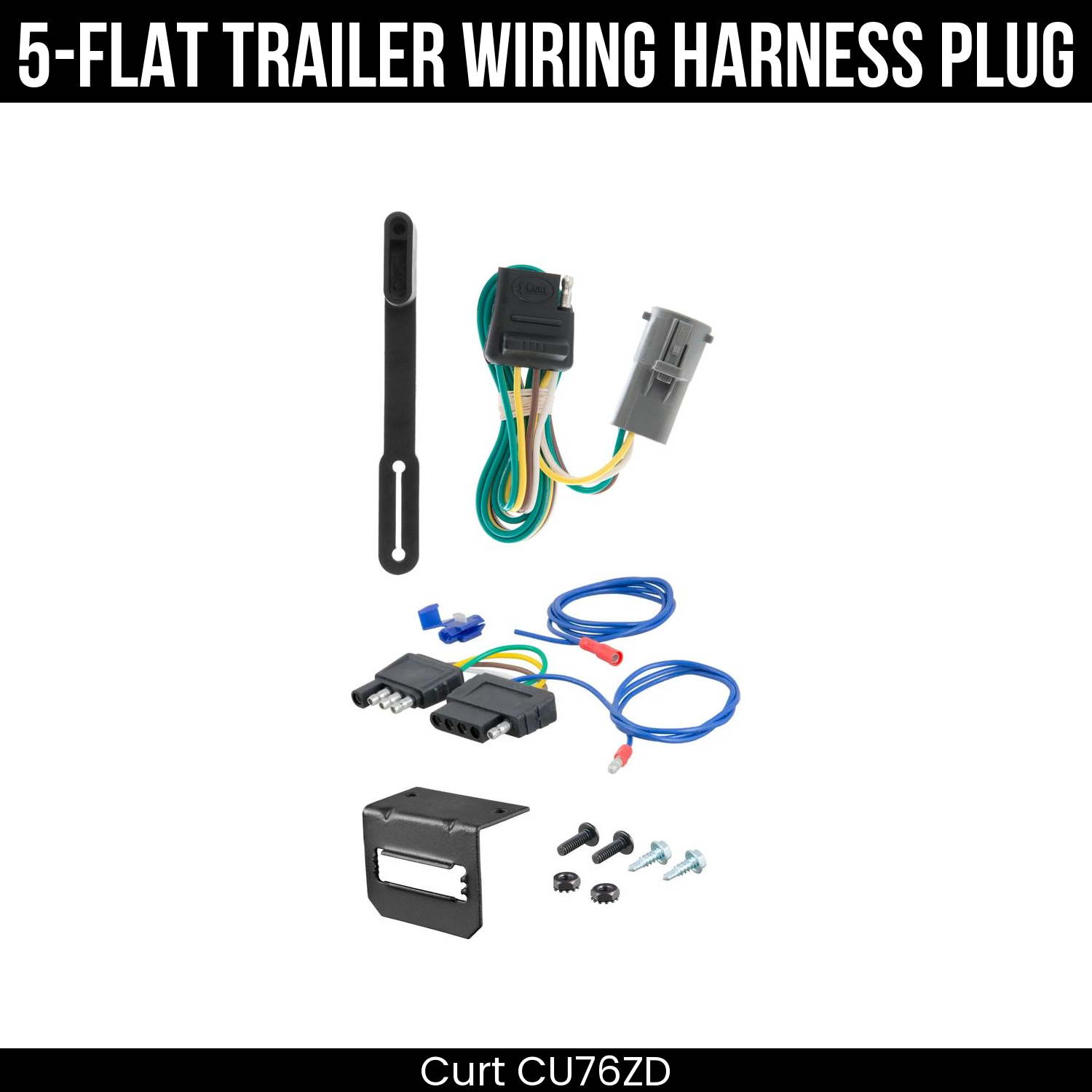 Trailer Wiring 5-Flat Plug w/ Bracket
