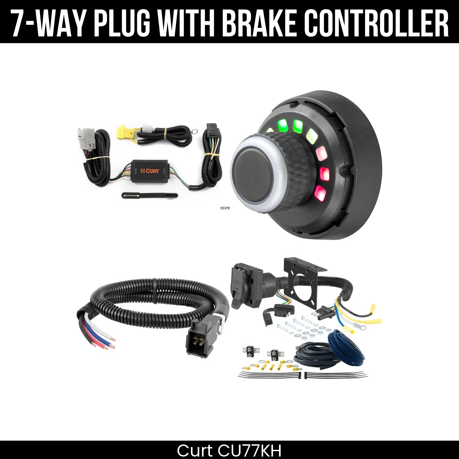 Trailer Wiring 7-Way Plug w/ Bracket , Spectrum Brake Control
