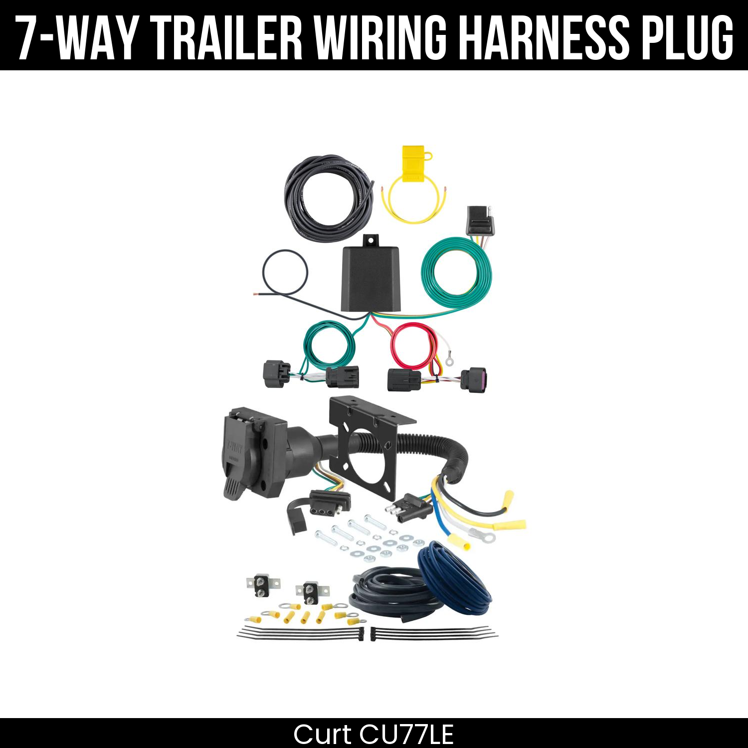 Trailer Wiring 7-Way Plug w/ Bracket