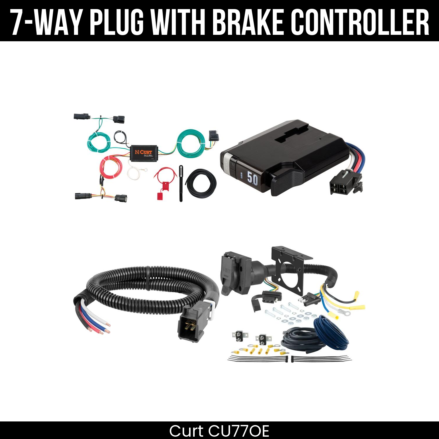 Trailer Wiring 7-Way Plug w/ Bracket , TriFlex NEXT Brake Control